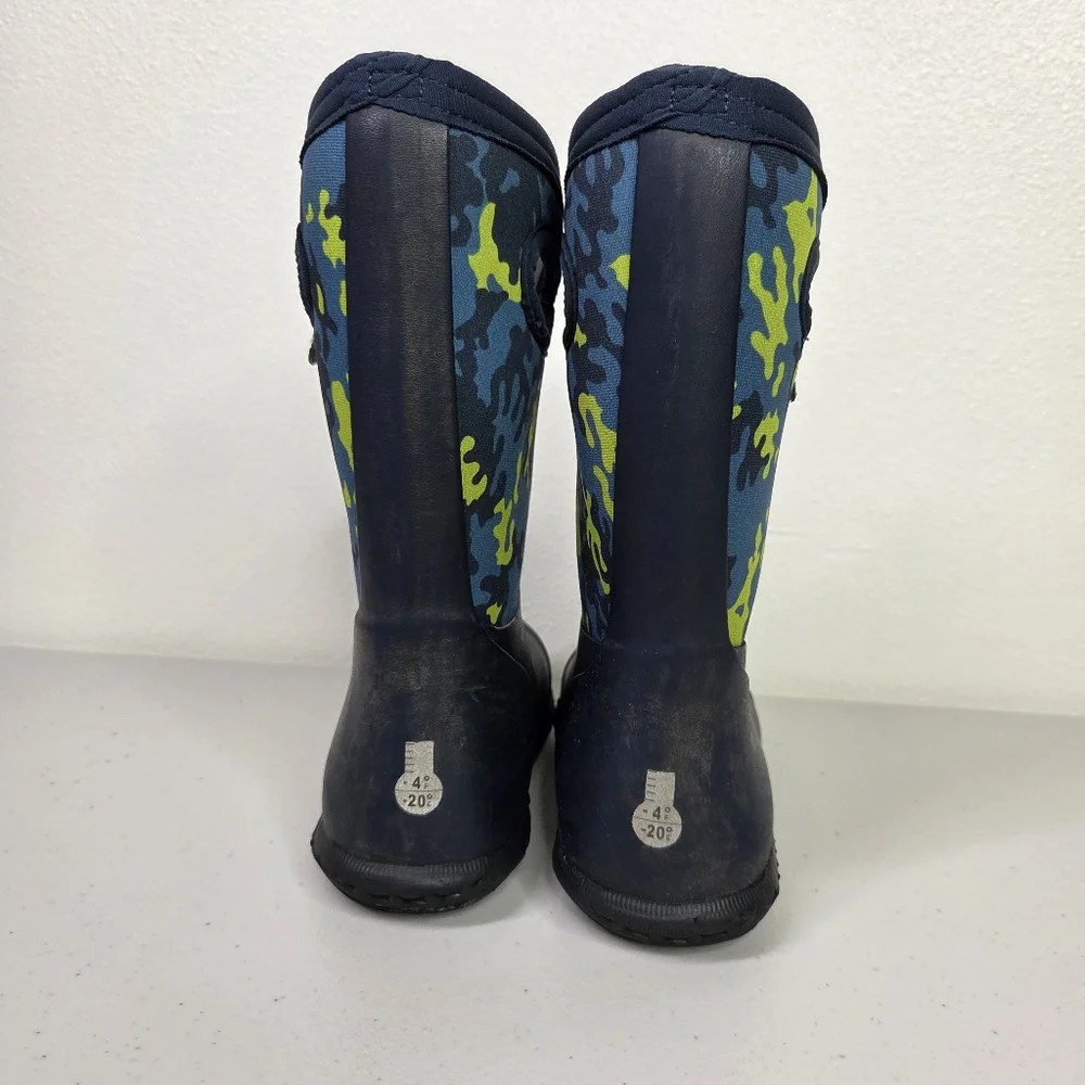 Bogs K YORK NEO CAMO Kids Blue and Green Camouflage Rain Snow Boots